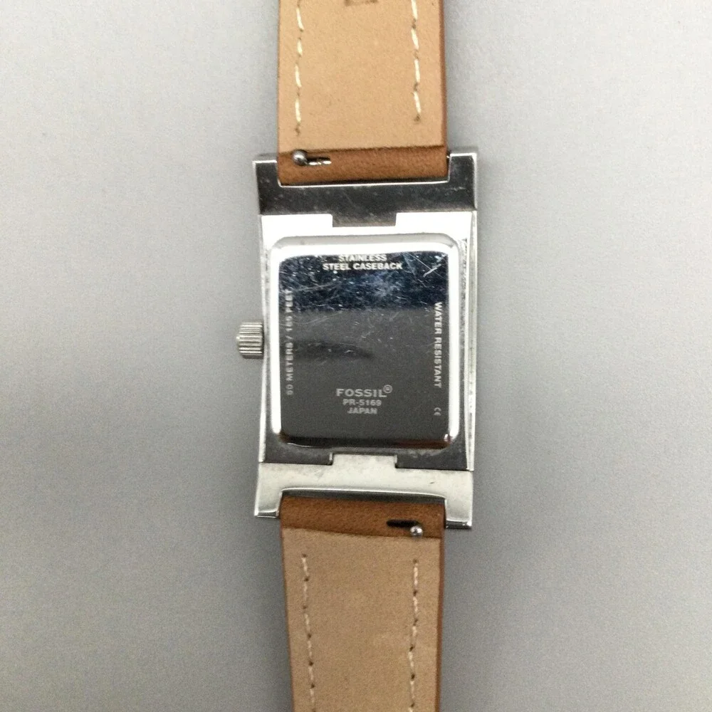 Fossil Innova Watch Women 24mm Date Silver Tone Brown Leather PR5169 New Battery